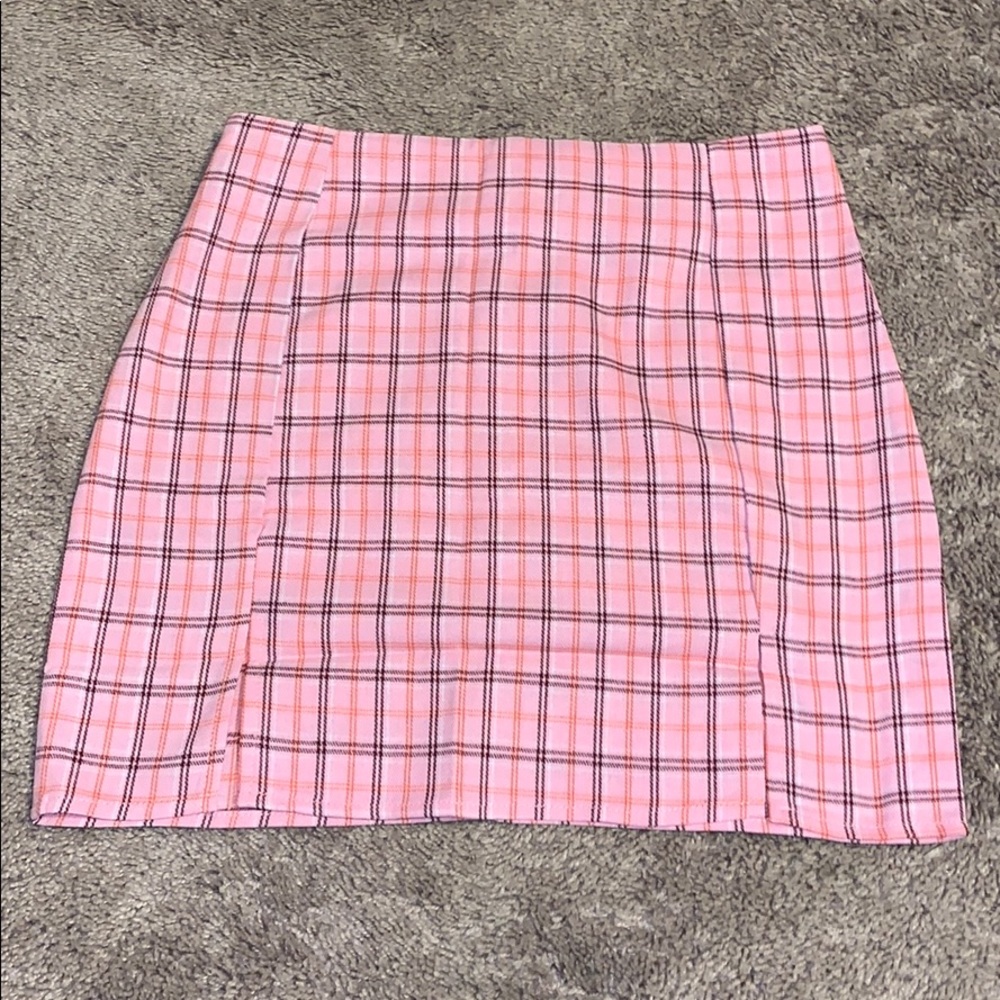Plaid high rise mini skirt